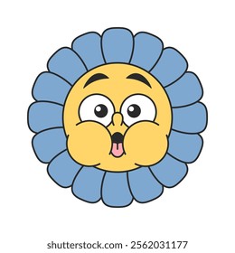 Cute daisy flower surprised emotion