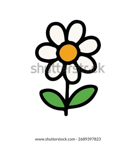 Cute Daisy Flower Vector Illustration Simple Cartoon Floral Design