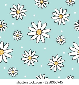 Cute Daisy flowers seamless pattern. Ditsy print. Floral seamless background. Design for fashion prints, paper goods, background, wallpaper, wrapping, fabric and more