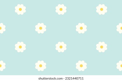 Cute daisy flowers seamless pattern. Vector illustration. 