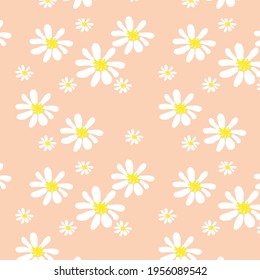 Cute daisy seamless pattern, White daisies on pink background.flower vector design.