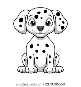 Cute dalmatian dog cartoon on white background