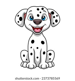 Cute dalmatian dog cartoon on white background