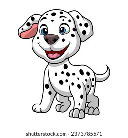 Cute dalmatian dog cartoon on white background