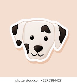 Pegatina de perro dálmata, vector de cachorros de dibujos animados.