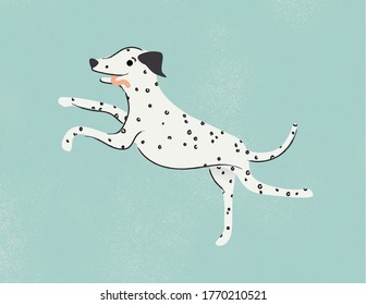 Cute Dalmatian Leaping or Running. Cartoon flat style illustration of a dalmatian.