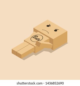 Cute Danbo Cartoon Character. Vector Illustration Flat Design With Background 
