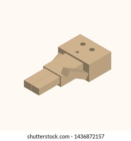Cute Danbo Cartoon Character. Vector Illustration Flat Design With Background 
