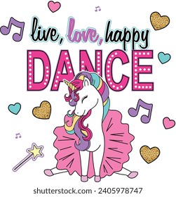 cute dance ballet graphic tees unicorn magical
