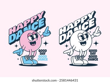 Cute dancer mascot character in pink colors. in 2 color version