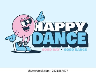 Cute dancer mascot character in pink and blue colors