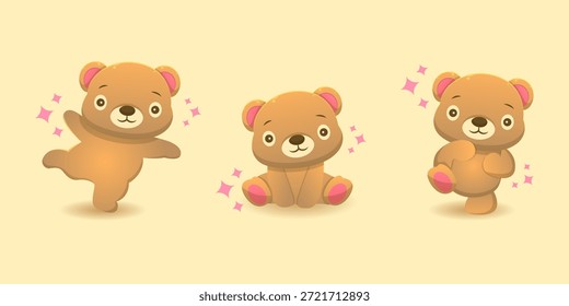 Personaje de dibujos animados de oso de baile lindo posa