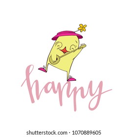 cute dancing cartoon bird
