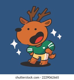 cute dancing deer winter fashion collection 1 character doodle element asset