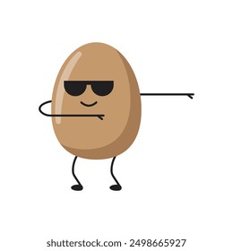 Cute dancing egg character wearing sunglasses