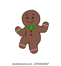 cute dancing gingerbread cartoon vector design illustration with Christmas theme suitable for sticker, decoration, template, gift, icon on Christmas day.