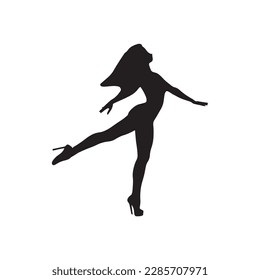A cute dancing girl silhouette illustration.