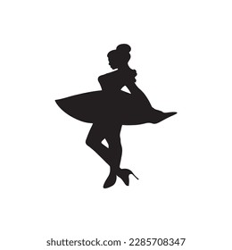 A cute dancing girl silhouette vector art