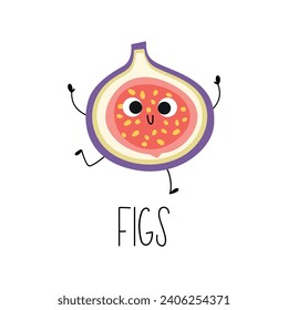 Der handgezeichnete, feine Tanzcharakter. Erlernen der Fruit-Taschenkarte mit ihrem Namen für Kinder. Vektorgrafik