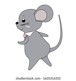 Cute dancing mouse isolated on a white background. Vector illustration. Funny, childish, simple.