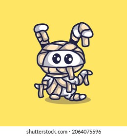 cute dancing mummy bunny illustration, suitable for t-shirt design or cute bunny mascot