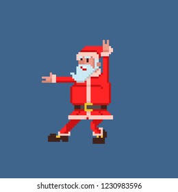 Cute Dancing Santa. Pixel Art Style