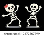 Cute Dancing Skeleton Characters for Halloween