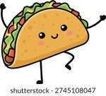 Cute dancing taco mascot illustration