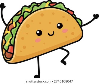 Cute dancing taco mascot illustration