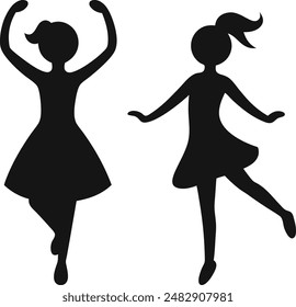 A cute dancing vector silhouette illustration looks wow