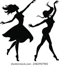 A cute dancing vector silhouette illustration