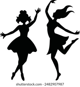 A cute dancing vector silhouette illustration awesome