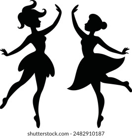 A cute dancing vector silhouette illustration looks great