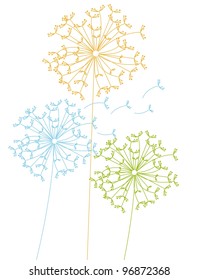 cute dandelions isolated over white background. vector illustration