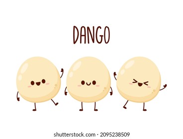 Cute Dango character design. Dango. Japanese. Dango vector illustration on white background.