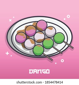Cute Dango Illustration. Suitable for all fields ; Banner, Flyer, Sticker, Wallpaper, Icon, Symbol, Chibi, Sign.