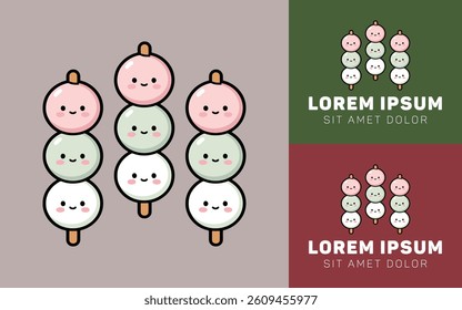 Cute Dango Skewer Logo with Minimalist Style