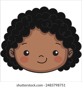 cute dark African black curly hair baby girl doll face