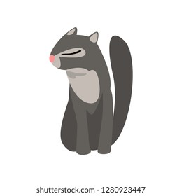 Cute dark gray cat, funny pet character, furry human friend vector Illustration