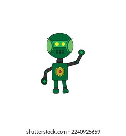 Personaje de robot verde oscuro