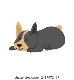 Cute dark hand drawn puppy pose