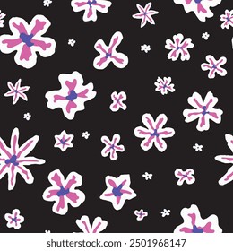 Cute dark minimalist floral pattern