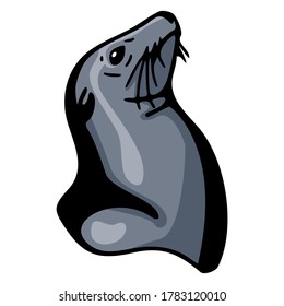 Cute Dark Seal Head Aquatic Animal In the Ocean Design