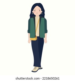 cute dark-haired girl in casual clothes