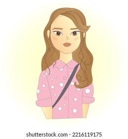 cute dark-haired girl in stylish clothes