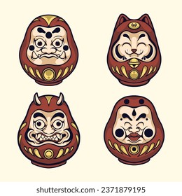 Cute Daruma mask vector art