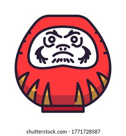 Cute Daruma simple illustration concept. Japan traditional doll