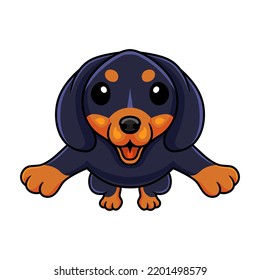 Cute dashund dog cartoon jumping