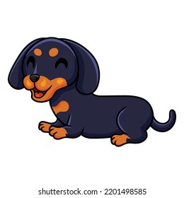 Cute dashund dog cartoon laying down