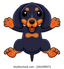 Cute dashund dog cartoon posing